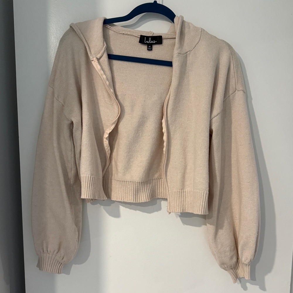 Lulus Light Pink Cropped Zip Up Hoodie